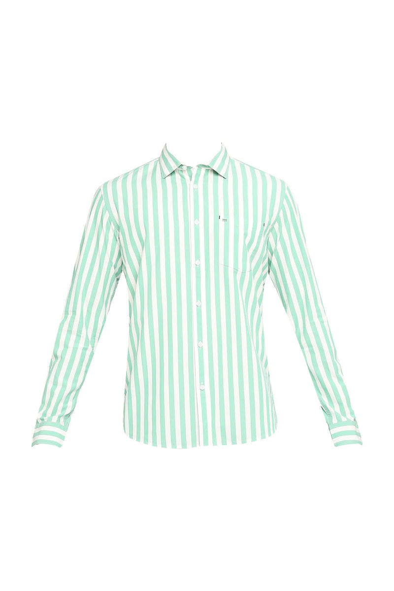 BASICS SLIM FIT COTTON STRIPE SHIRT