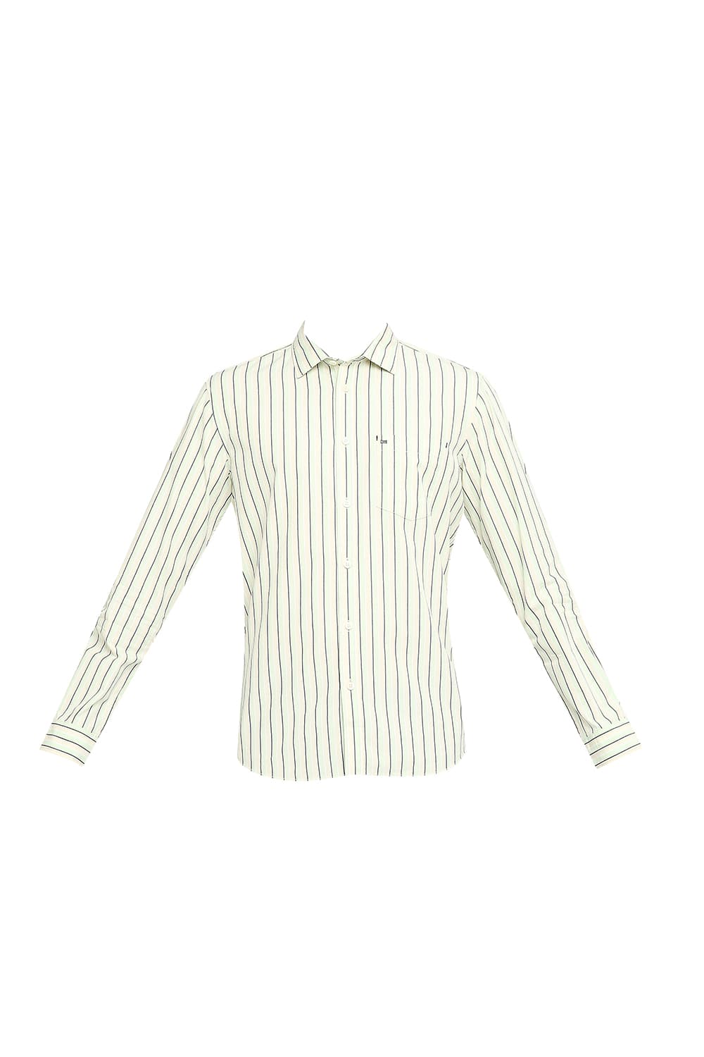 BASICS SLIM FIT COTTON POLYESTER STRIPE SHIRT