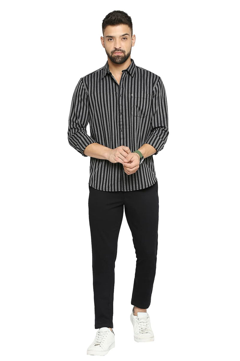 BASICS SLIM FIT COTTON STRIPE SHIRT