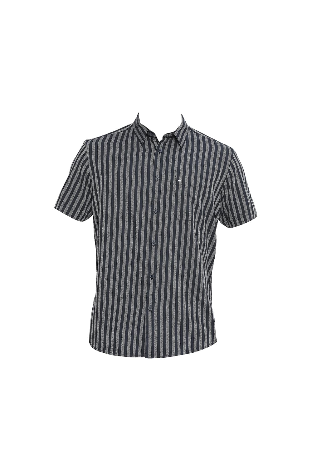 BASICS SLIM FIT COTTON STRIPE HALFSLEEVES SHIRT