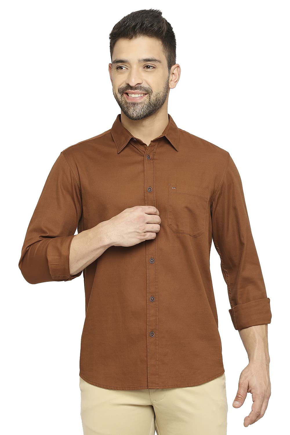 BASICS SLIM FIT COTTON BROKEN TWILL SHIRT