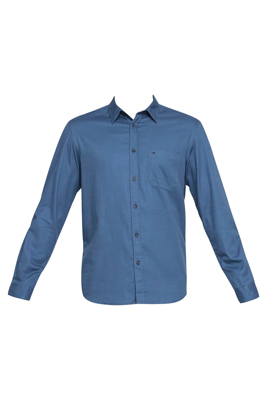 BASICS SLIM FIT SAILOR BLUE COTTON BROKEN TWILL SHIRT