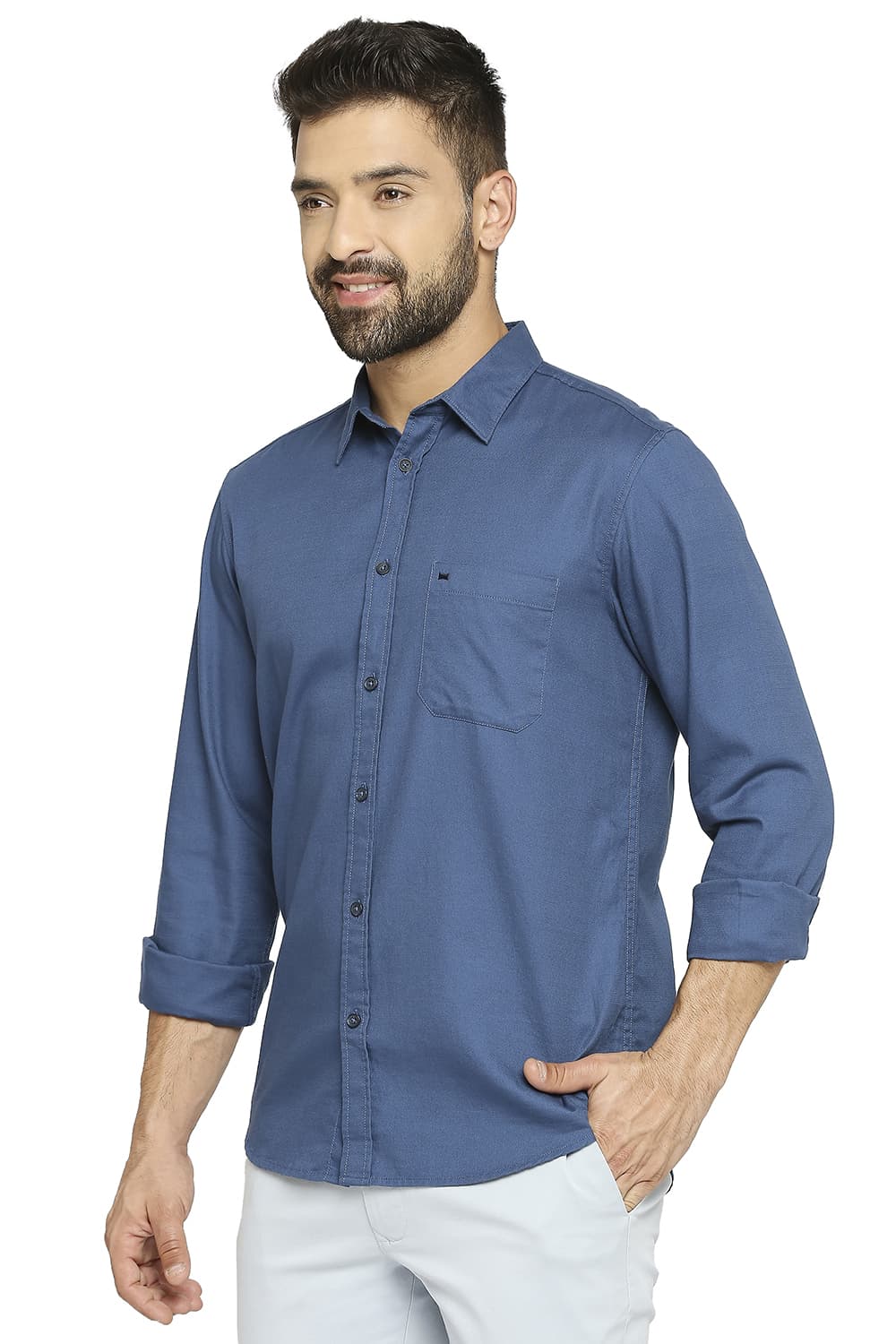 BASICS SLIM FIT COTTON BROKEN TWILL SHIRT