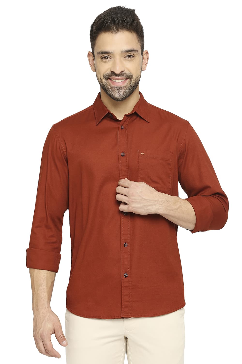 BASICS SLIM FIT COTTON BROKEN TWILL SHIRT