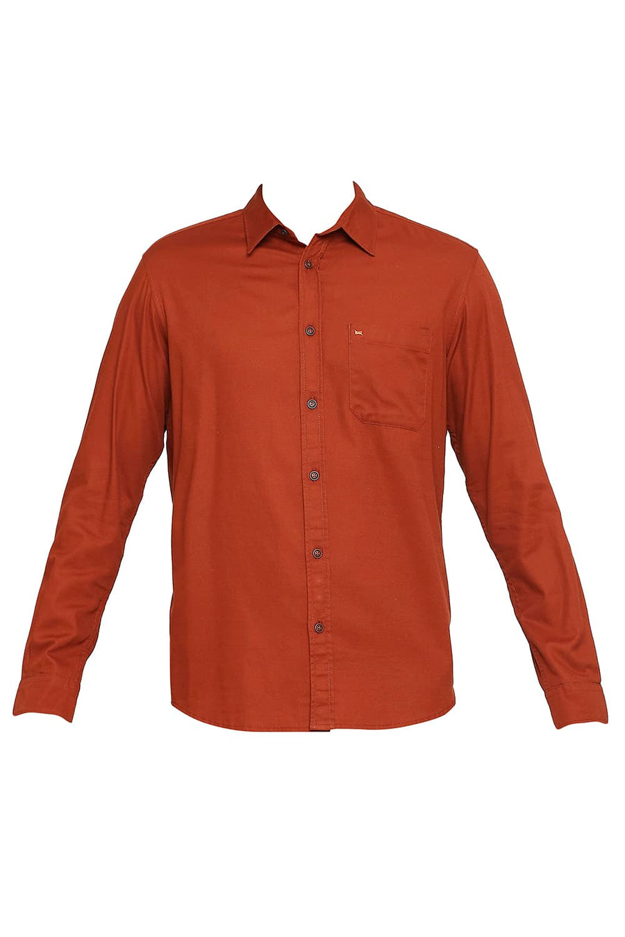 BASICS SLIM FIT BOMBAY BRICK COTTON BROKEN TWILL SHIRT