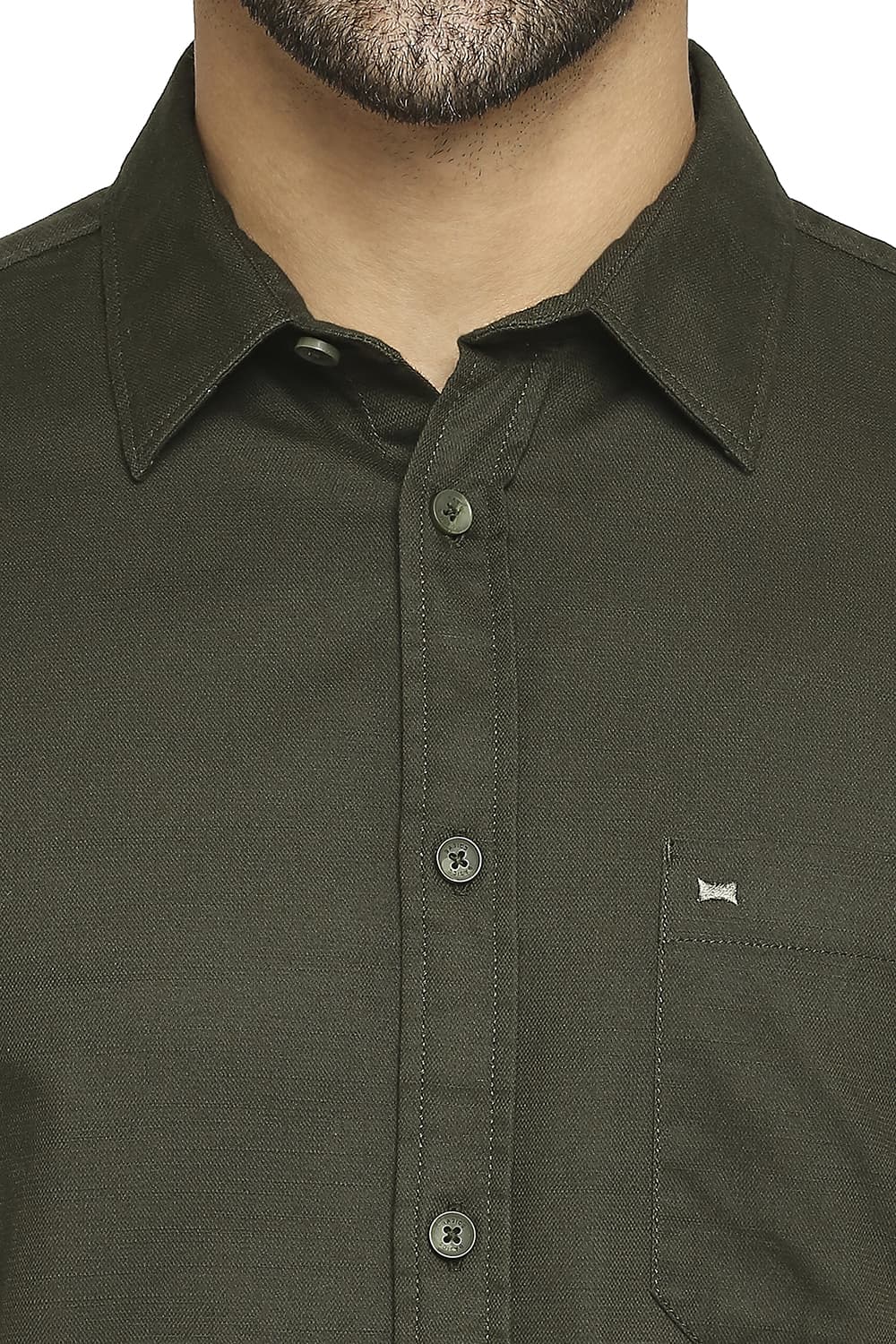 BASICS SLIM FIT COTTON BROKEN TWILL SHIRT