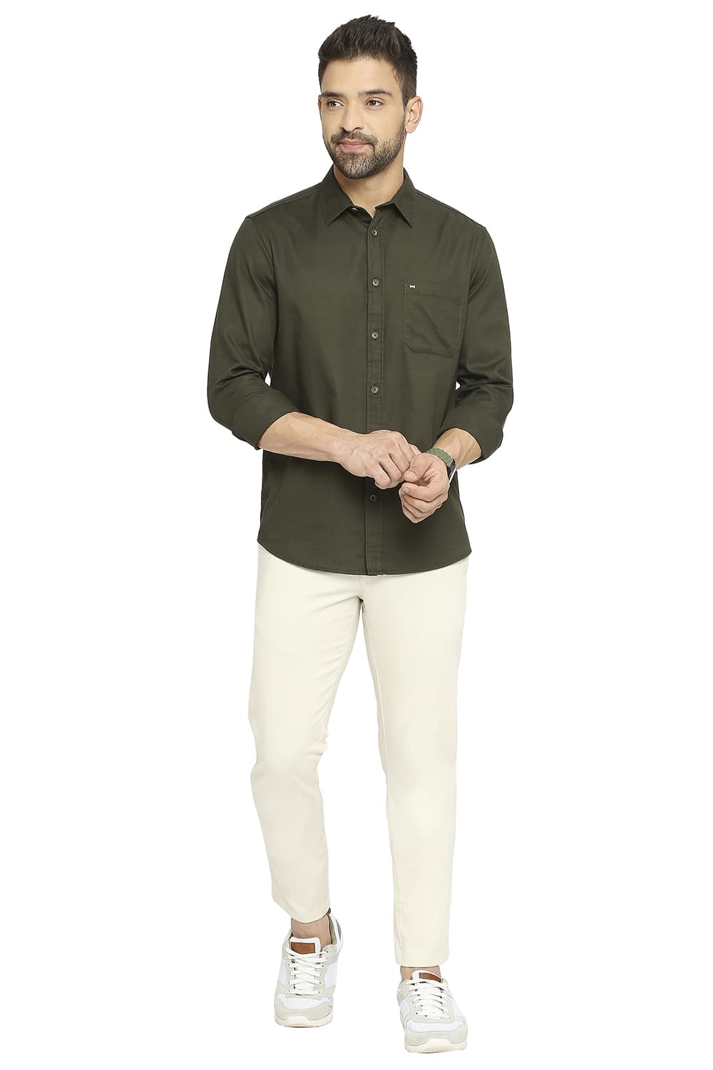 BASICS SLIM FIT COTTON BROKEN TWILL SHIRT