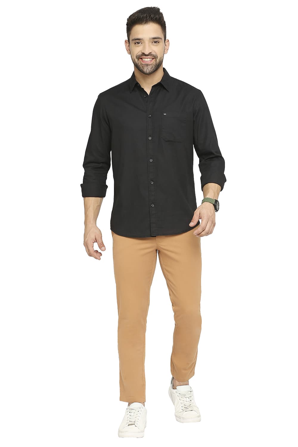 BASICS SLIM FIT COTTON BROKEN TWILL SHIRT