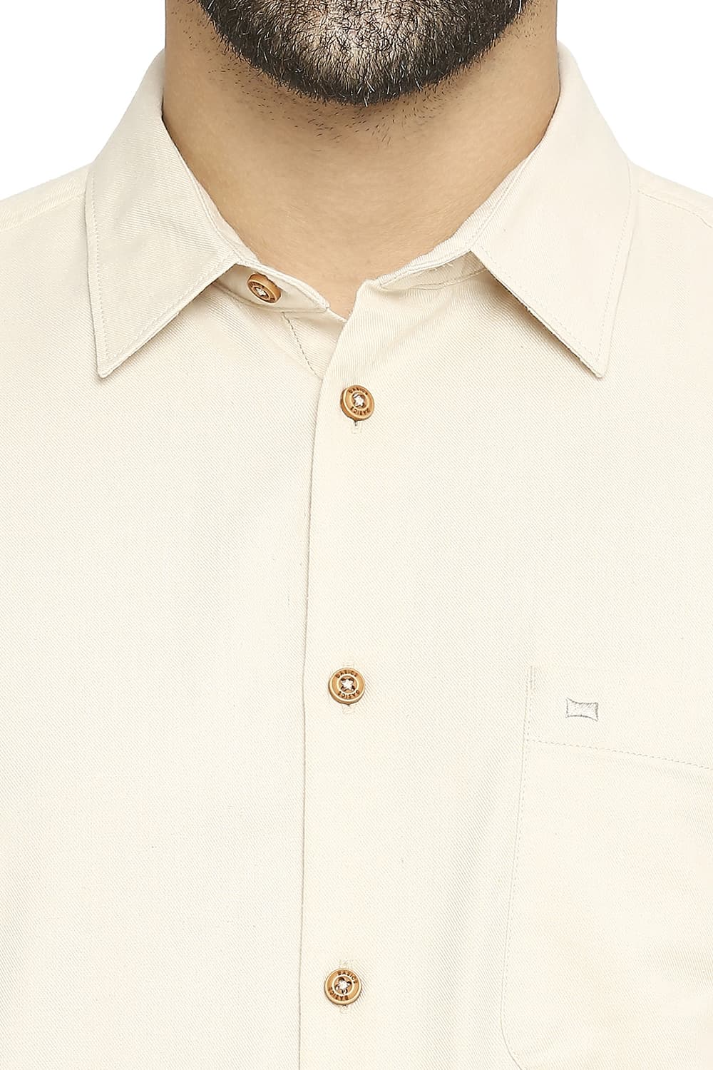 BASICS SLIM FIT POLYESTER COTTON LYOCELL TWILL SHIRT