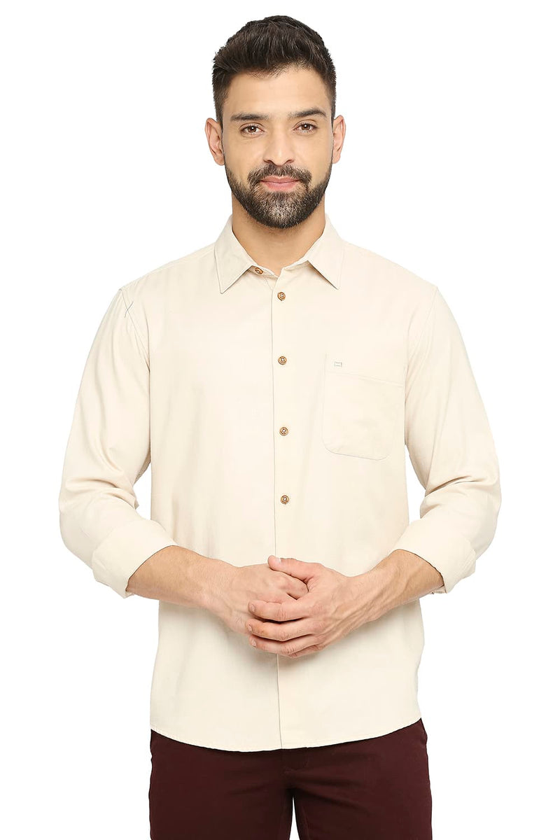 BASICS SLIM FIT POLYESTER COTTON LYOCELL TWILL SHIRT