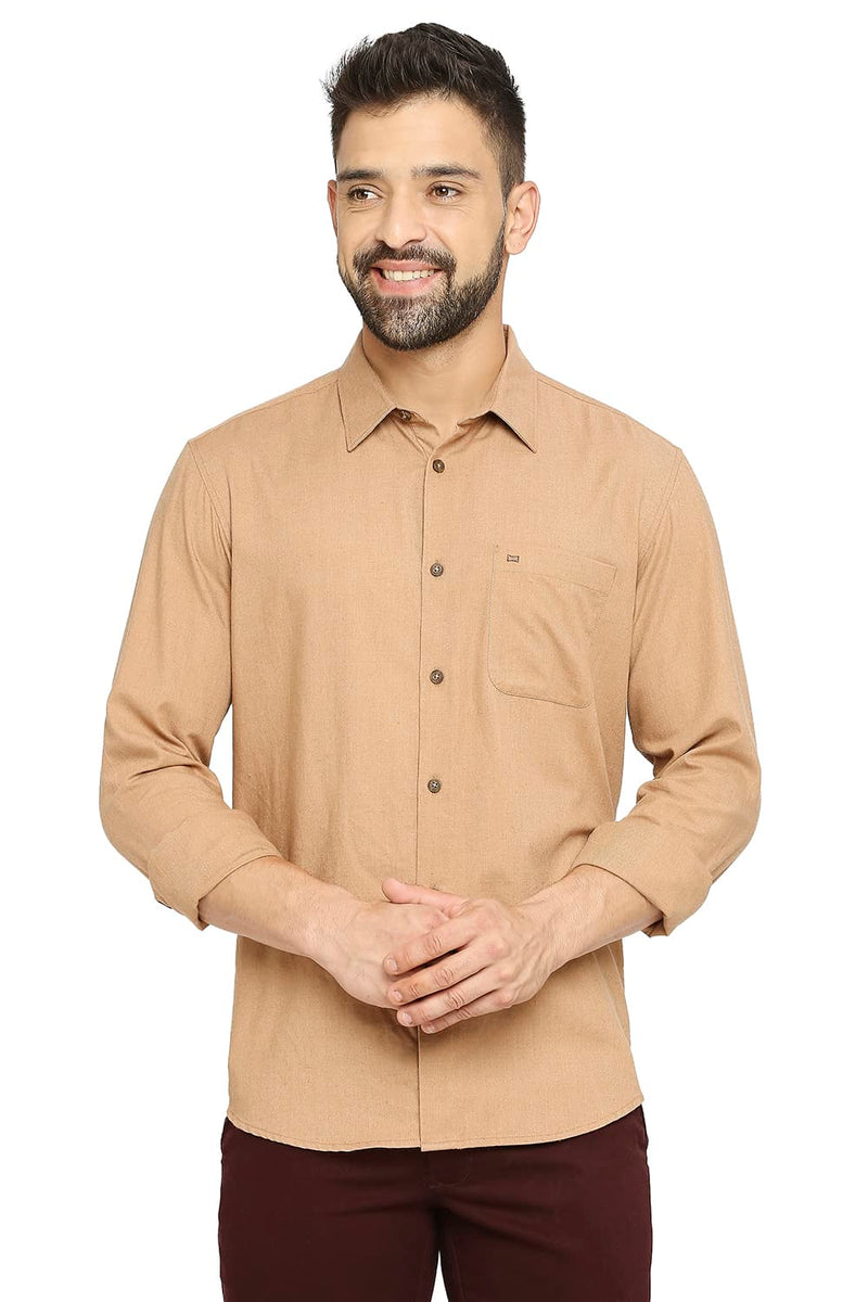 BASICS SLIM FIT POLYESTER COTTON LYOCELL TWILL SHIRT