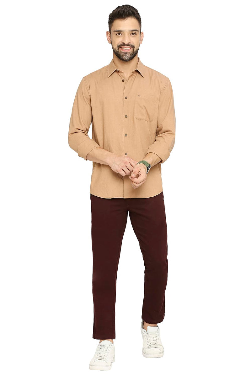 BASICS SLIM FIT POLYESTER COTTON LYOCELL TWILL SHIRT