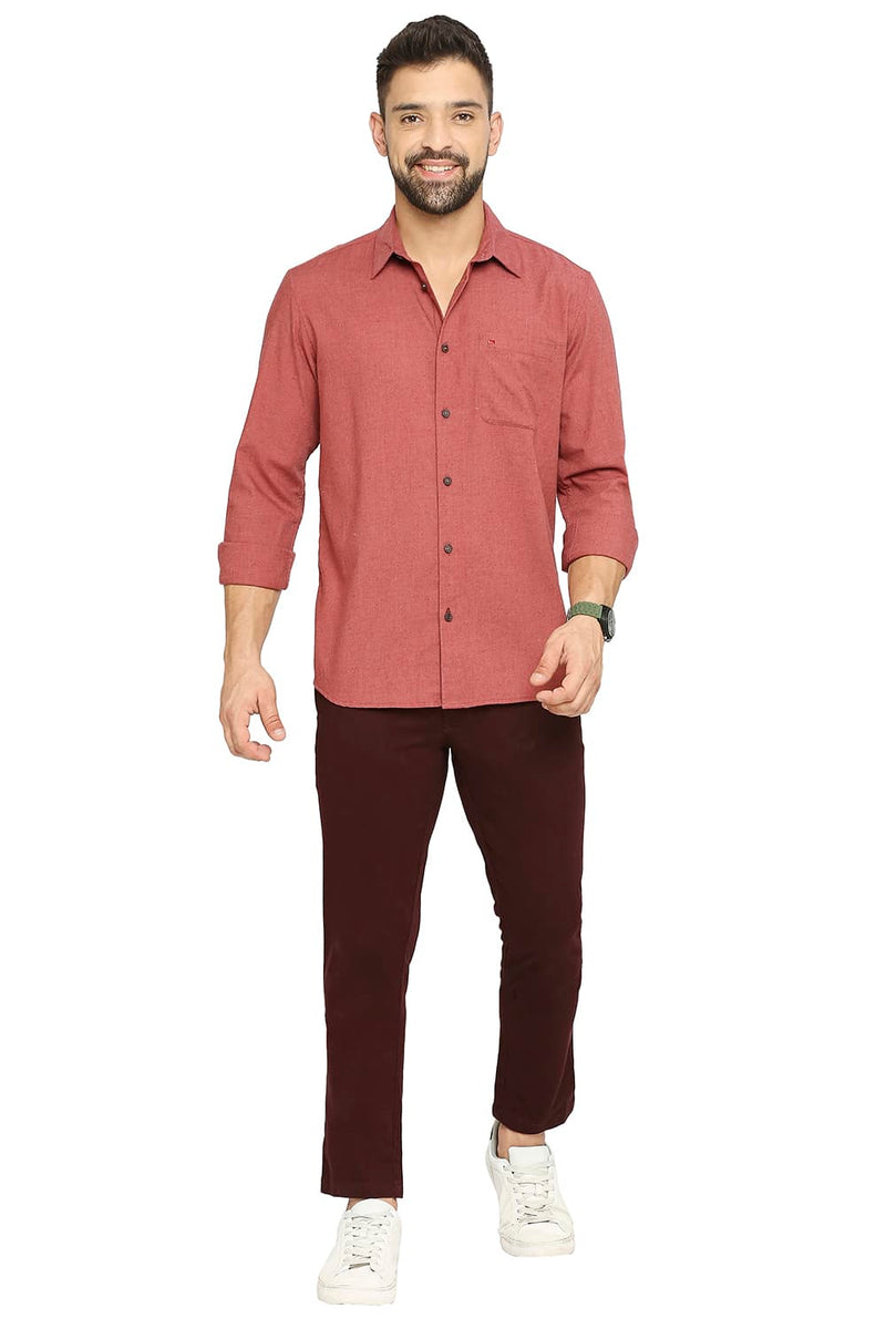 BASICS SLIM FIT POLYESTER COTTON LYOCELL TWILL SHIRT