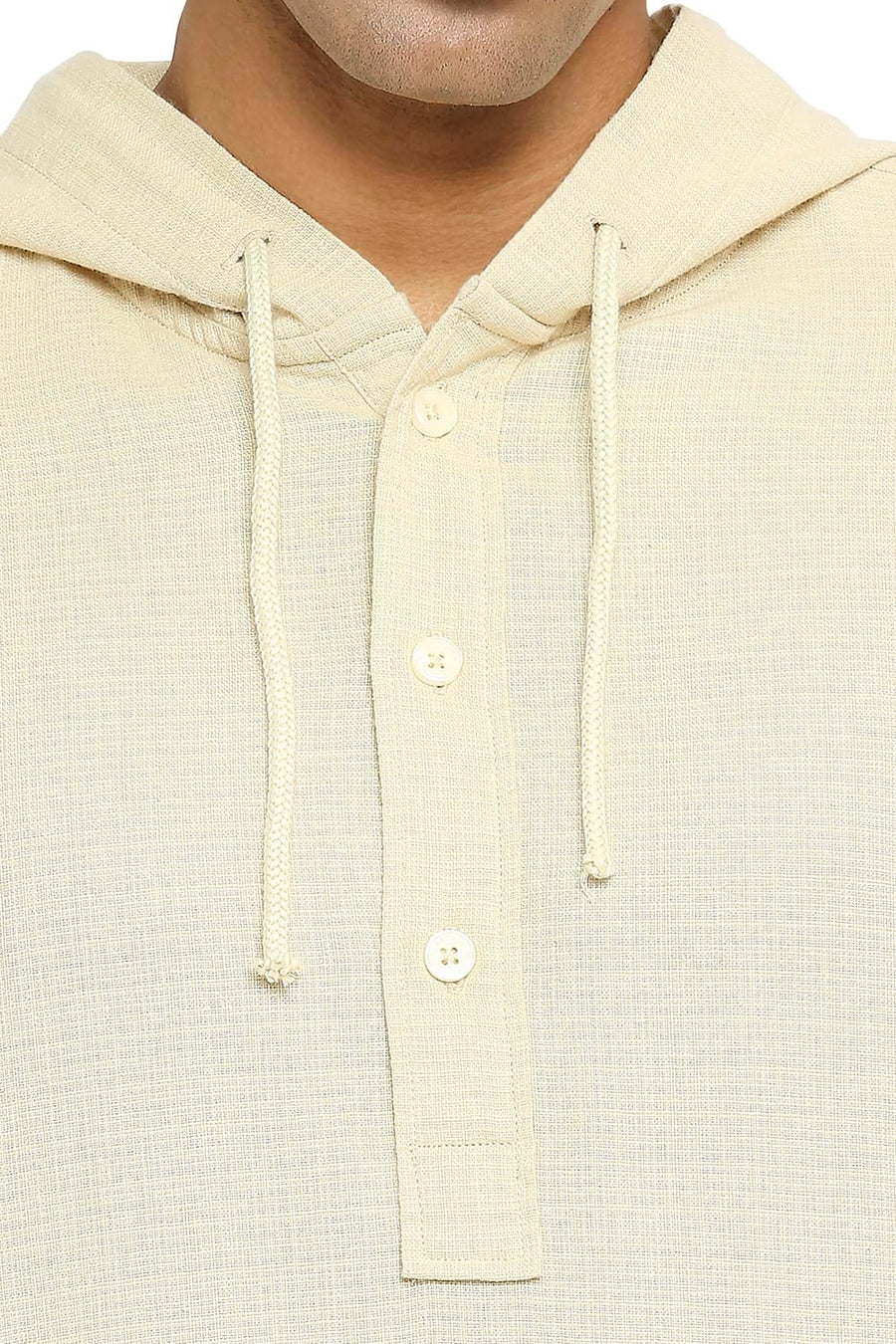 BASICS RELAXED FIT SAND BEIGE COTTON DOBBY SHIRT