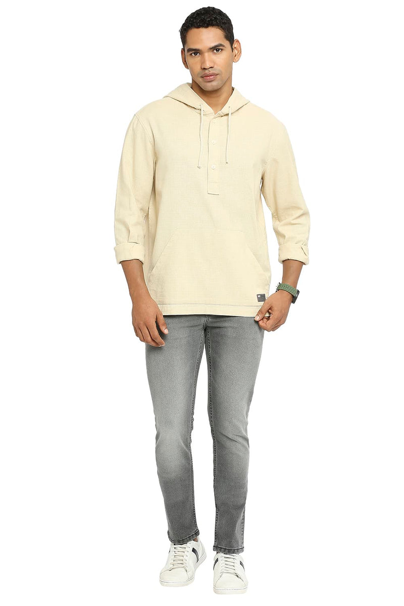 BASICS RELAXED FIT COTTON DOBBY SHIRT