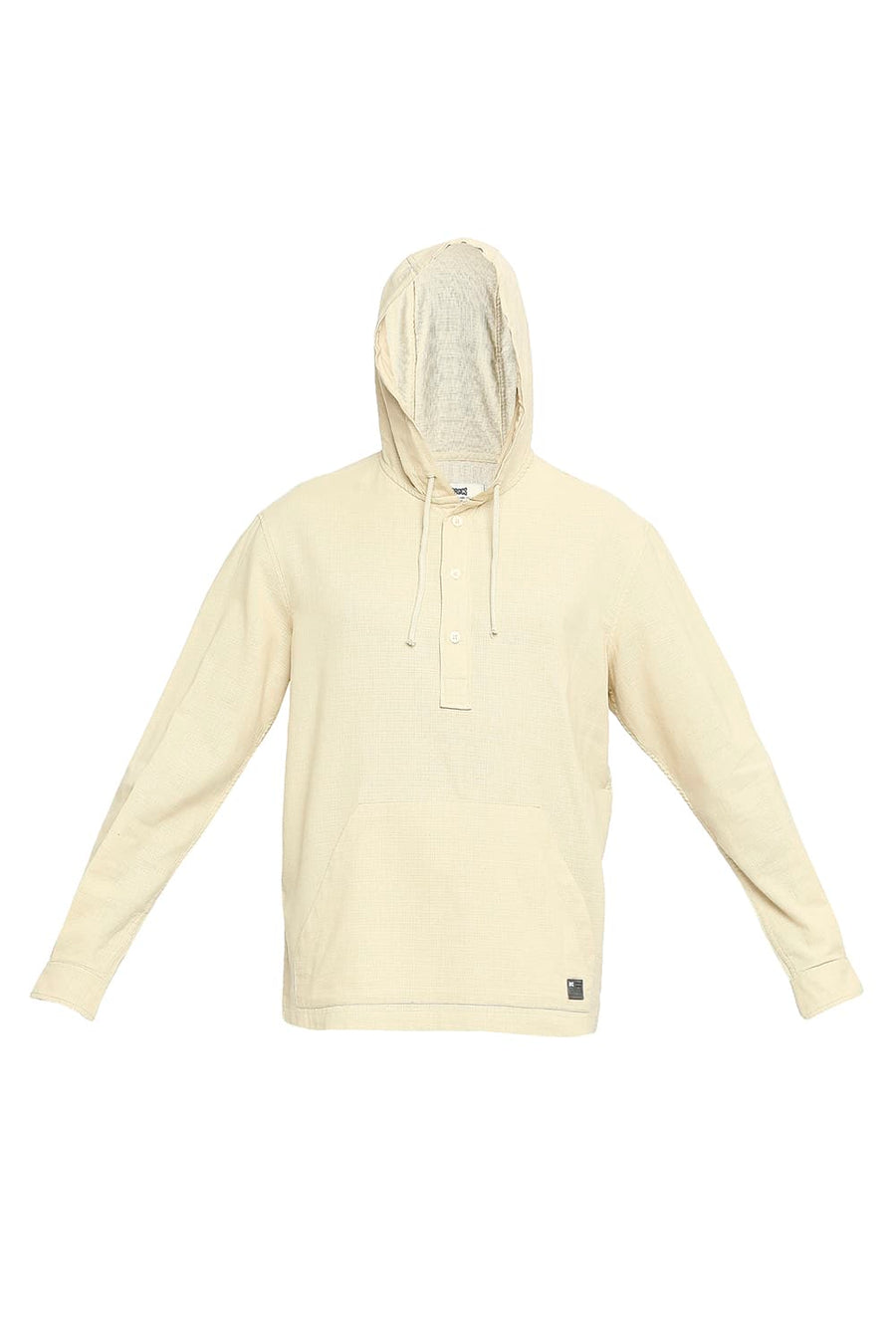 BASICS RELAXED FIT SAND BEIGE COTTON DOBBY SHIRT