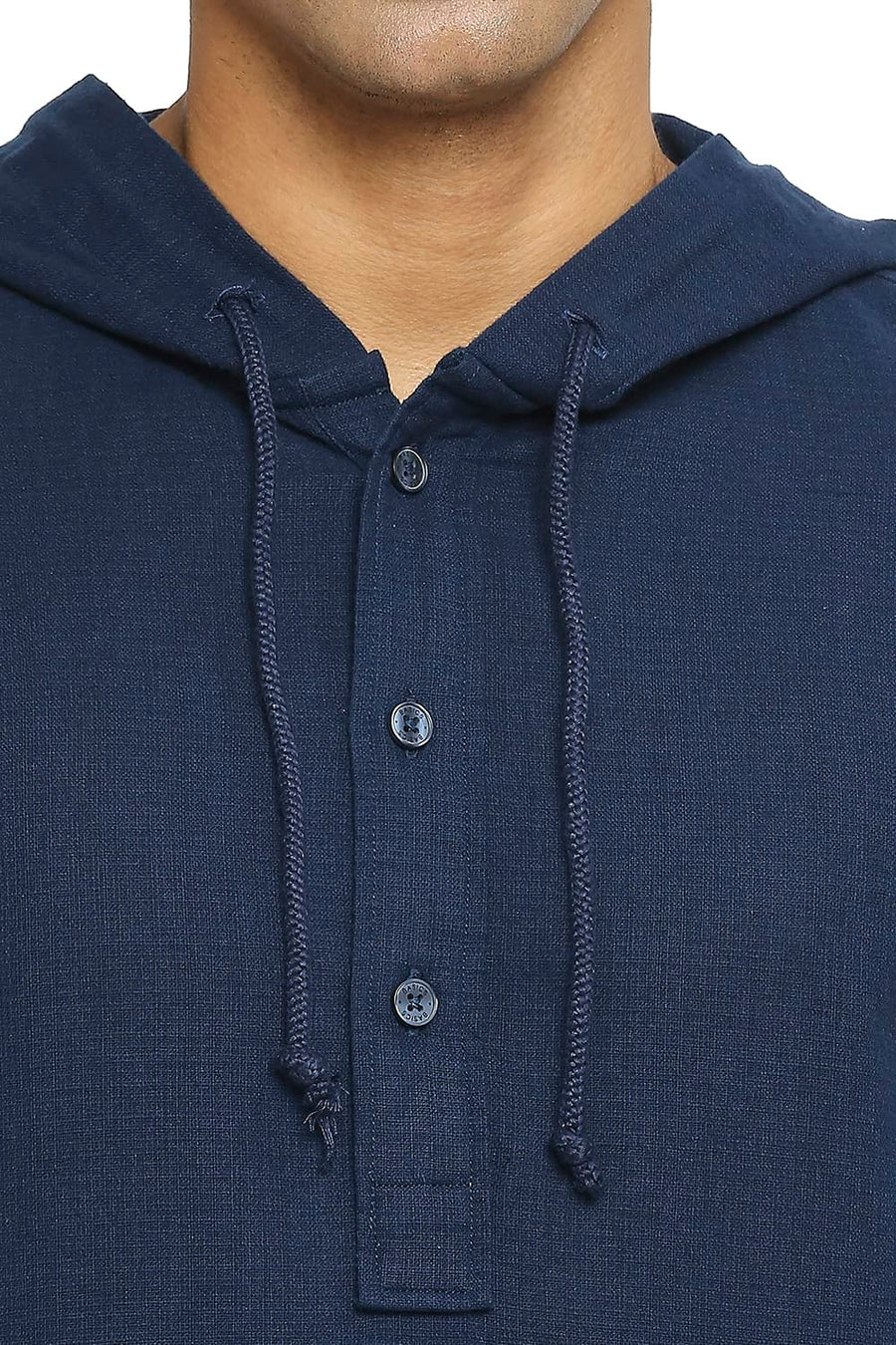 BASICS RELAXED FIT TRUE NAVY COTTON DOBBY SHIRT