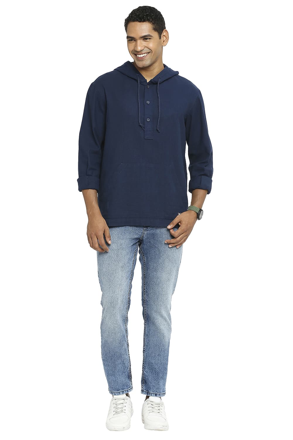 BASICS RELAXED FIT COTTON DOBBY SHIRT