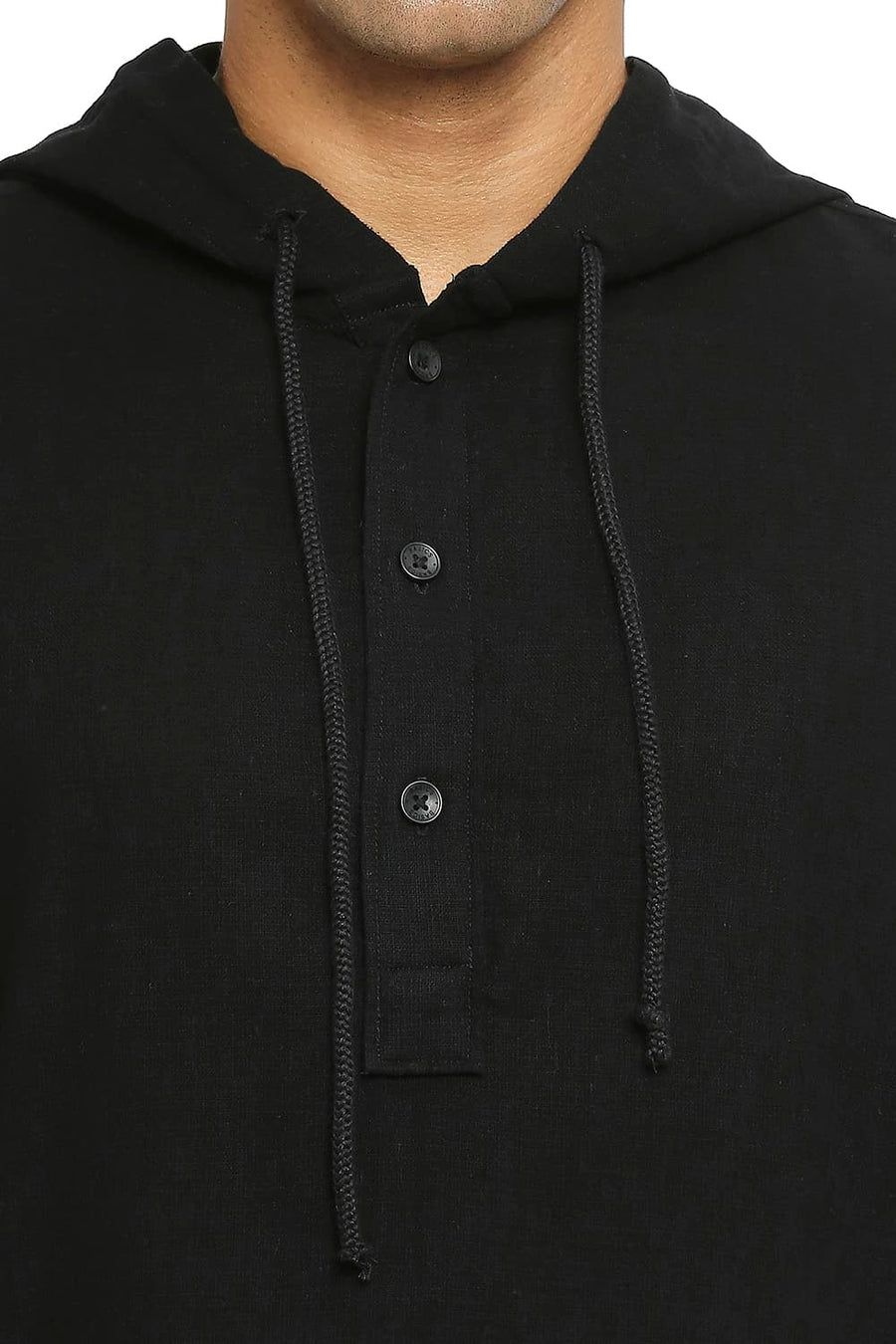 BASICS RELAXED FIT CARBON BLACK COTTON DOBBY SHIRT