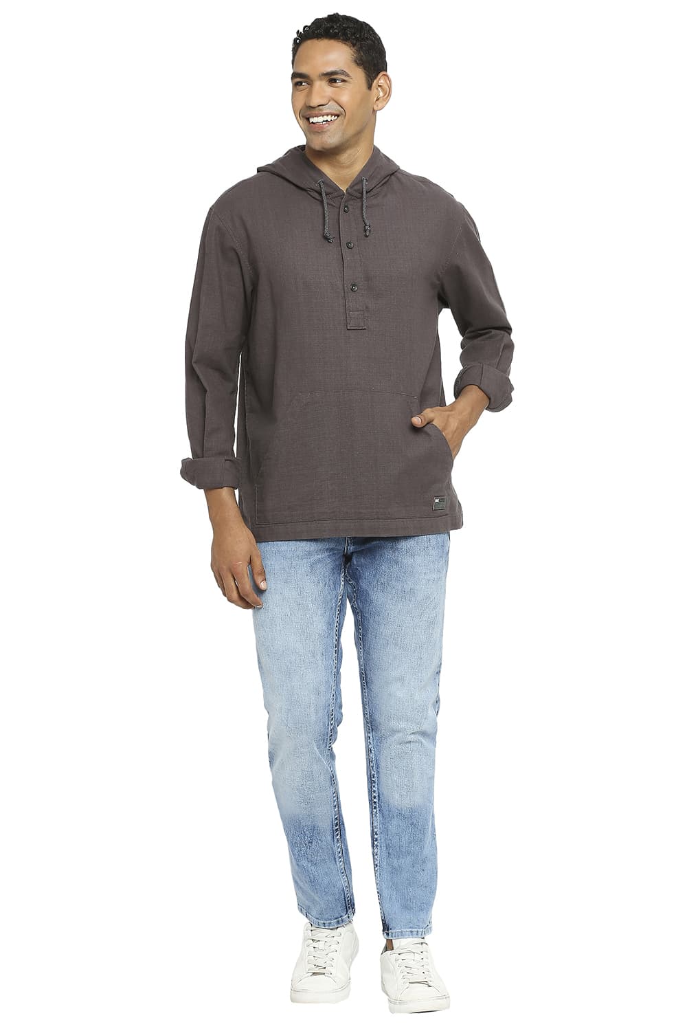 BASICS RELAXED FIT COTTON DOBBY SHIRT