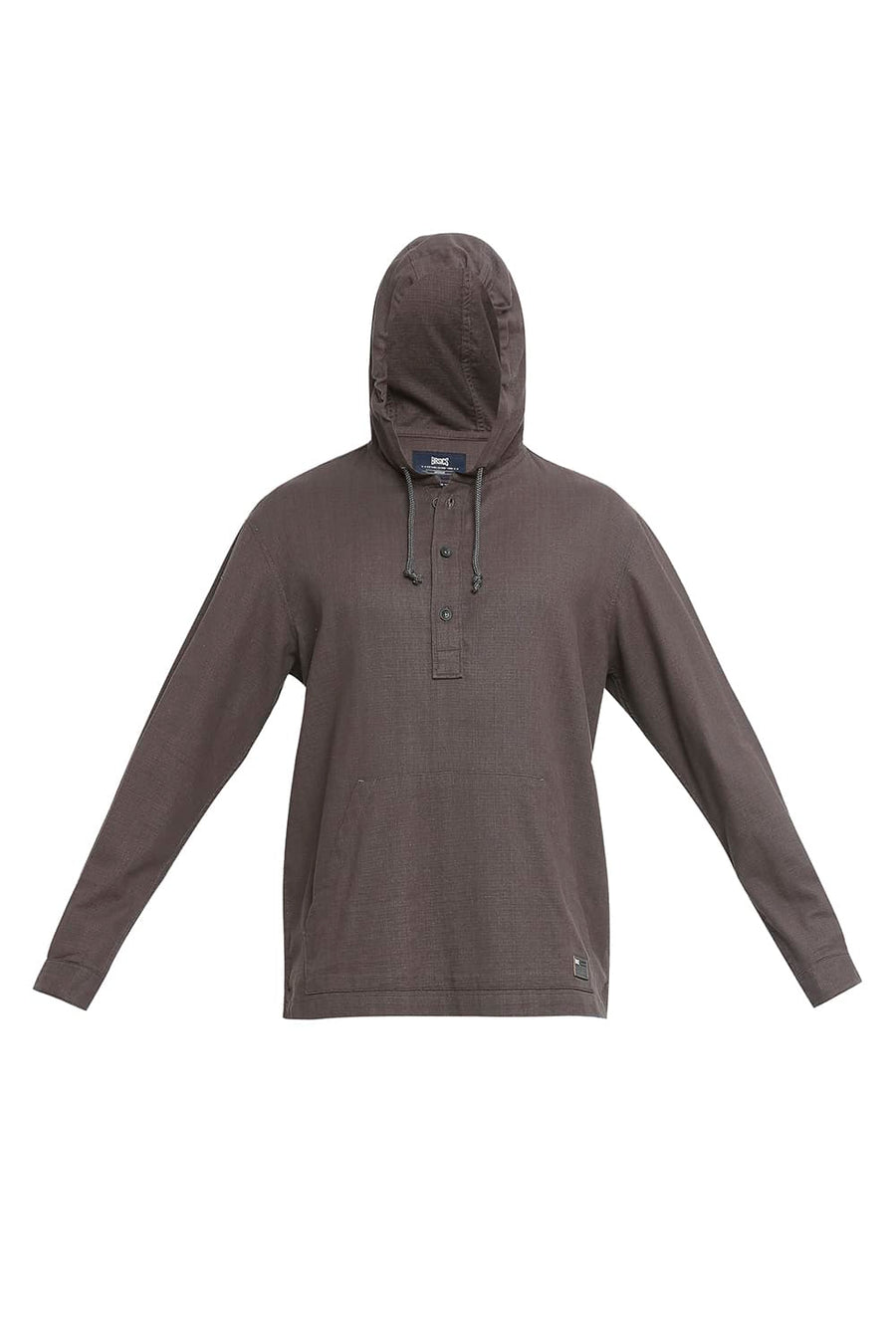 BASICS RELAXED FIT CHARCOAL GREY COTTON DOBBY SHIRT
