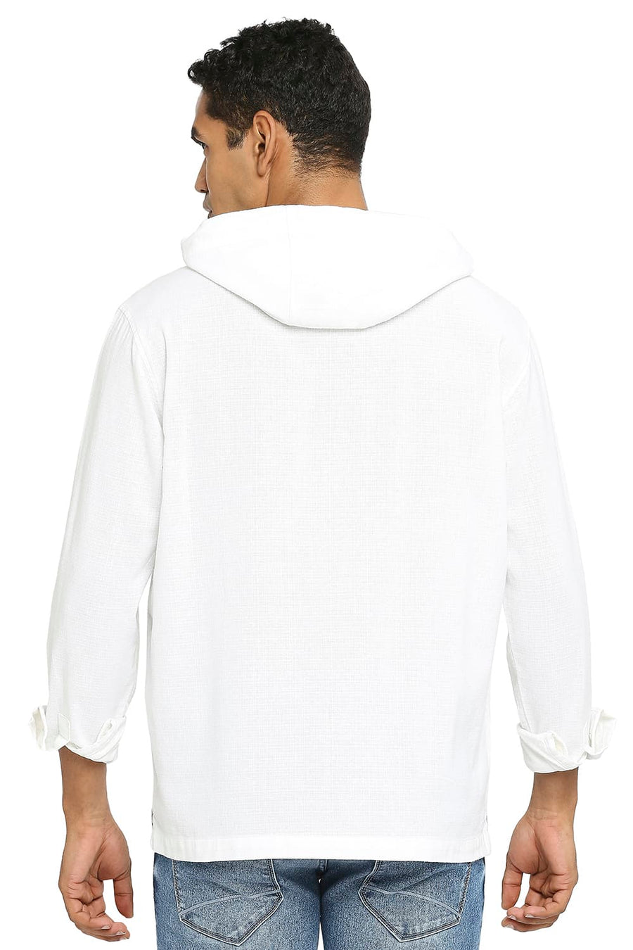 BASICS RELAXED FIT CLOUD WHITE COTTON DOBBY SHIRT