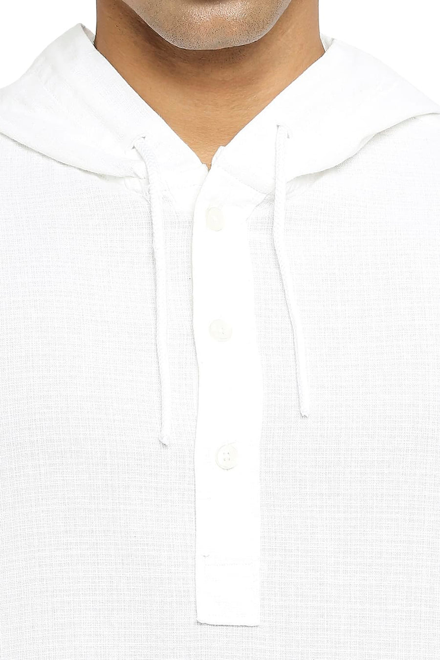 BASICS RELAXED FIT CLOUD WHITE COTTON DOBBY SHIRT