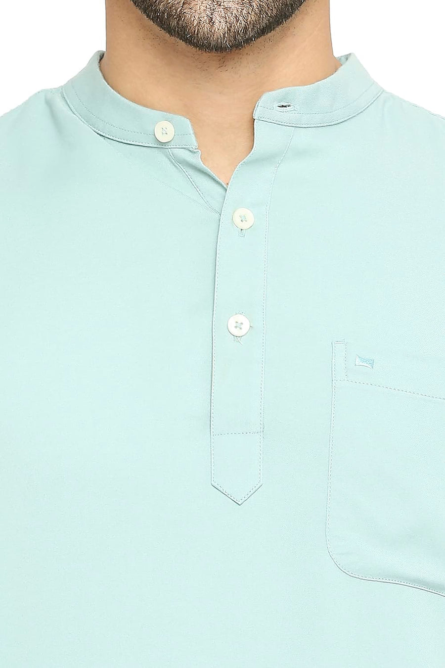 BASICS SLIM FIT WASABI GREEN VISCOSE POLYESTER STRETCH TWILL SHIRT