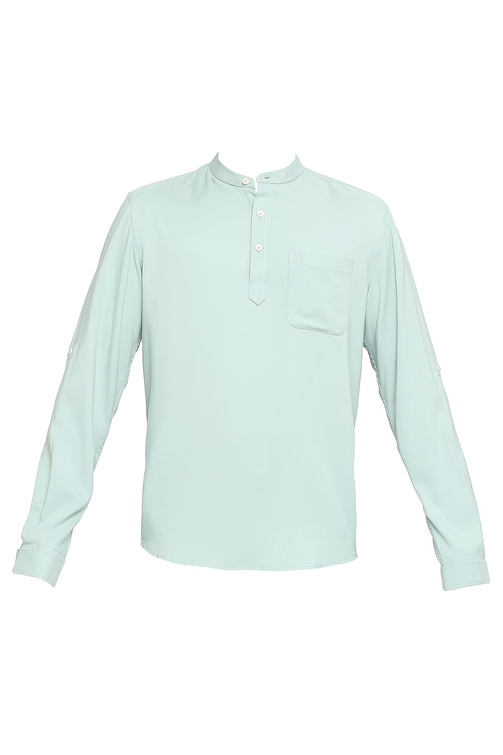 BASICS SLIM FIT VISCOSE POLYESTER STRETCH TWILL SHIRT