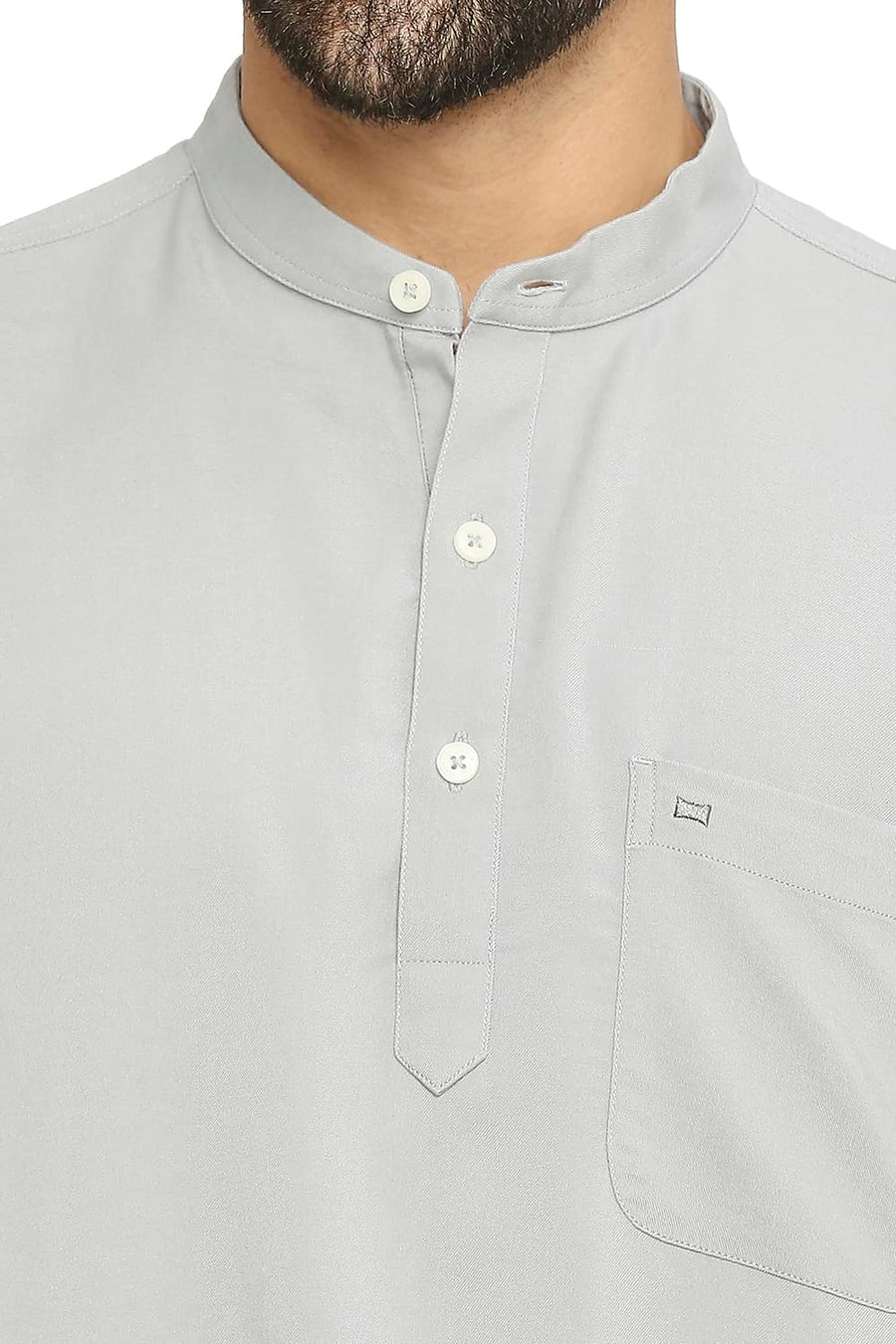 BASICS SLIM FIT ALLOY GREY VISCOSE POLYESTER STRETCH TWILL SHIRT