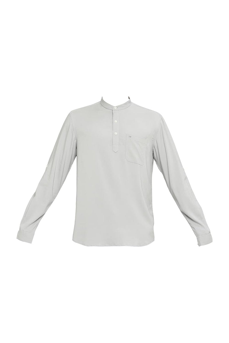 BASICS SLIM FIT VISCOSE POLYESTER STRETCH TWILL SHIRT