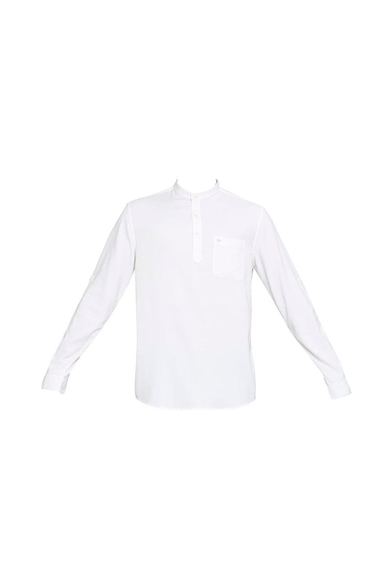 BASICS SLIM FIT VISCOSE POLYESTER STRETCH TWILL SHIRT