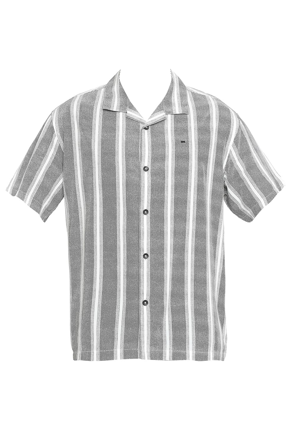 BASICS RELAXED FIT COTTON VISCOSE PRINTED STRIPE HALFSLEEVES SHIRT