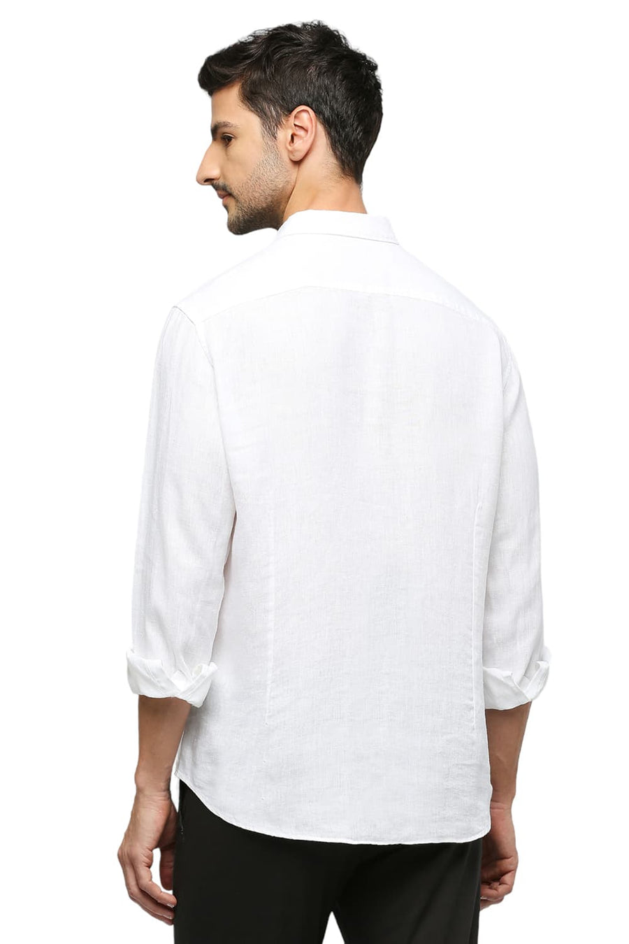 BASICS SLIM FIT BRIGHT WHITE LINEN SHIRT