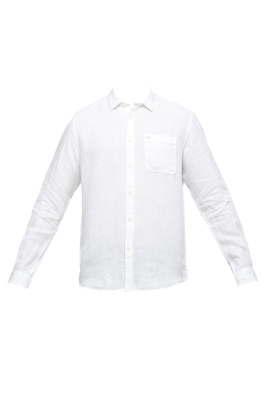 BASICS SLIM FIT BRIGHT WHITE LINEN SHIRT