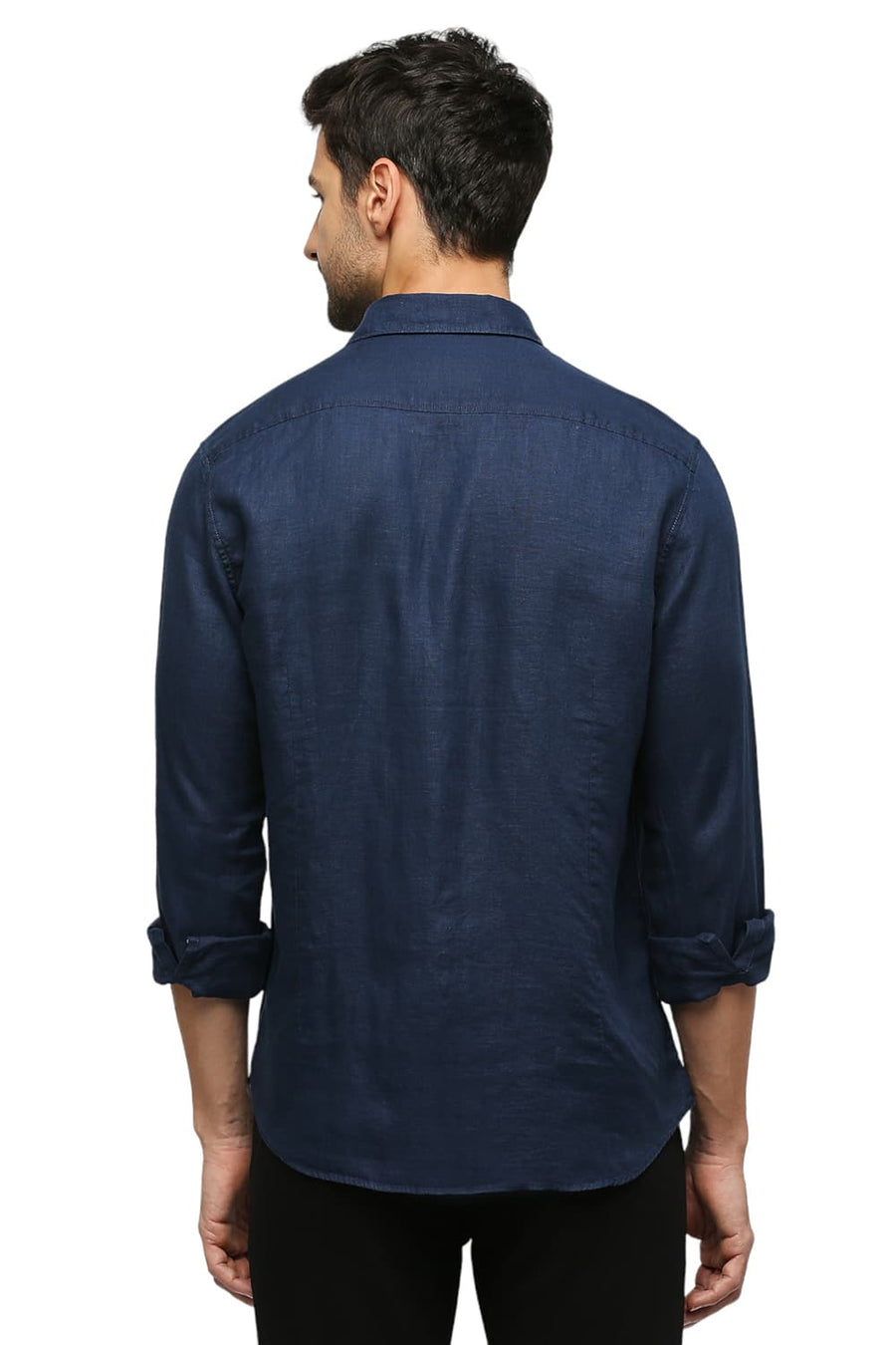 BASICS SLIM FIT NAVY ECLIPSE LINEN SHIRT