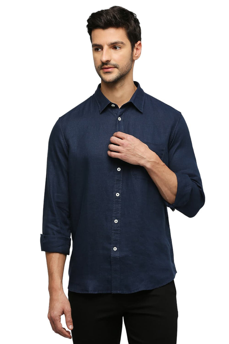 BASICS SLIM FIT LINEN SHIRT