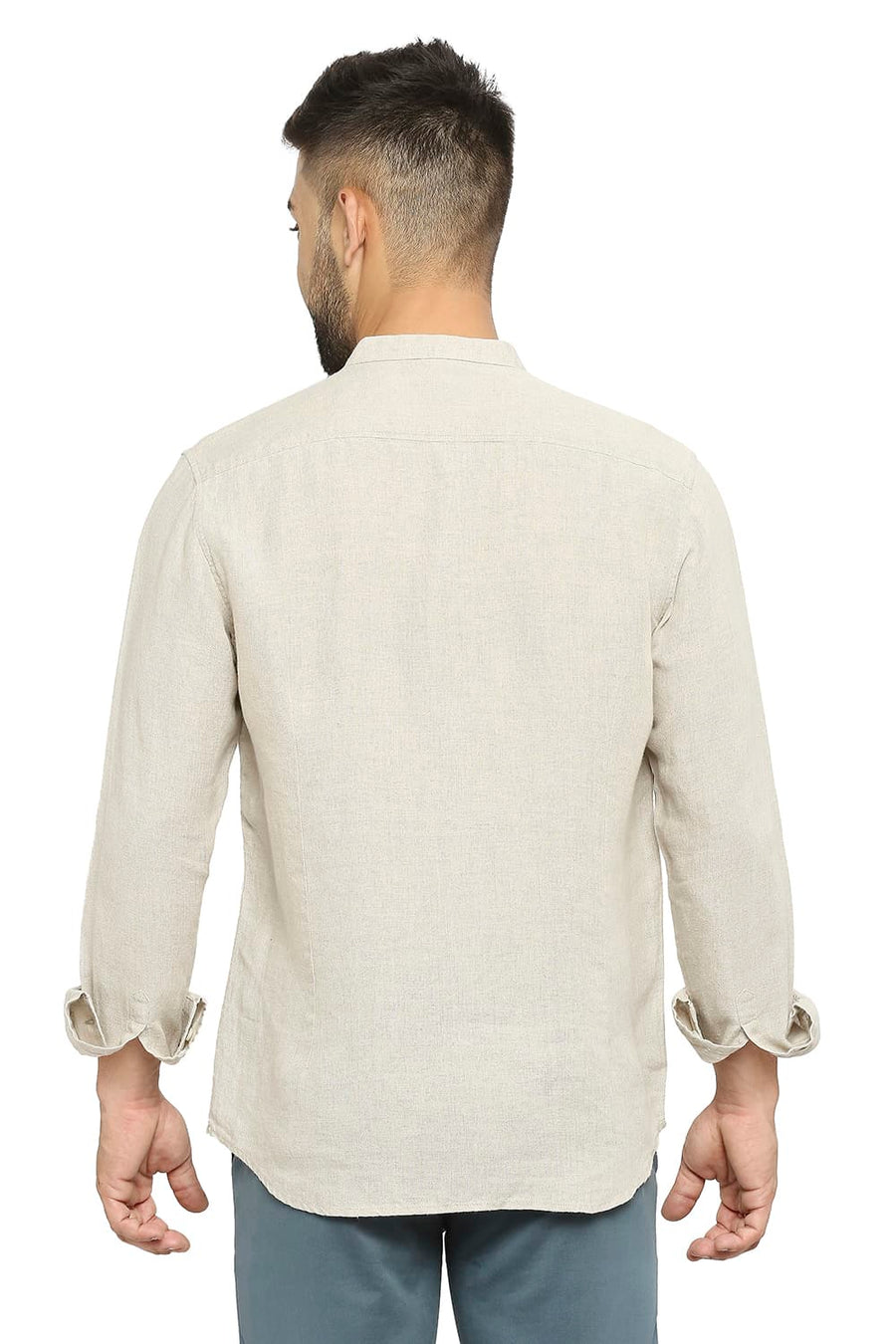 BASICS SLIM FIT NOMAD NATURAL LINEN SHIRT