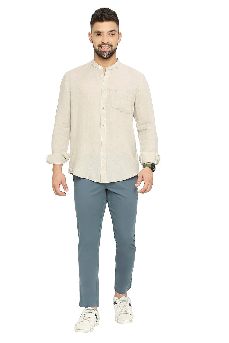 BASICS SLIM FIT NOMAD NATURAL LINEN SHIRT