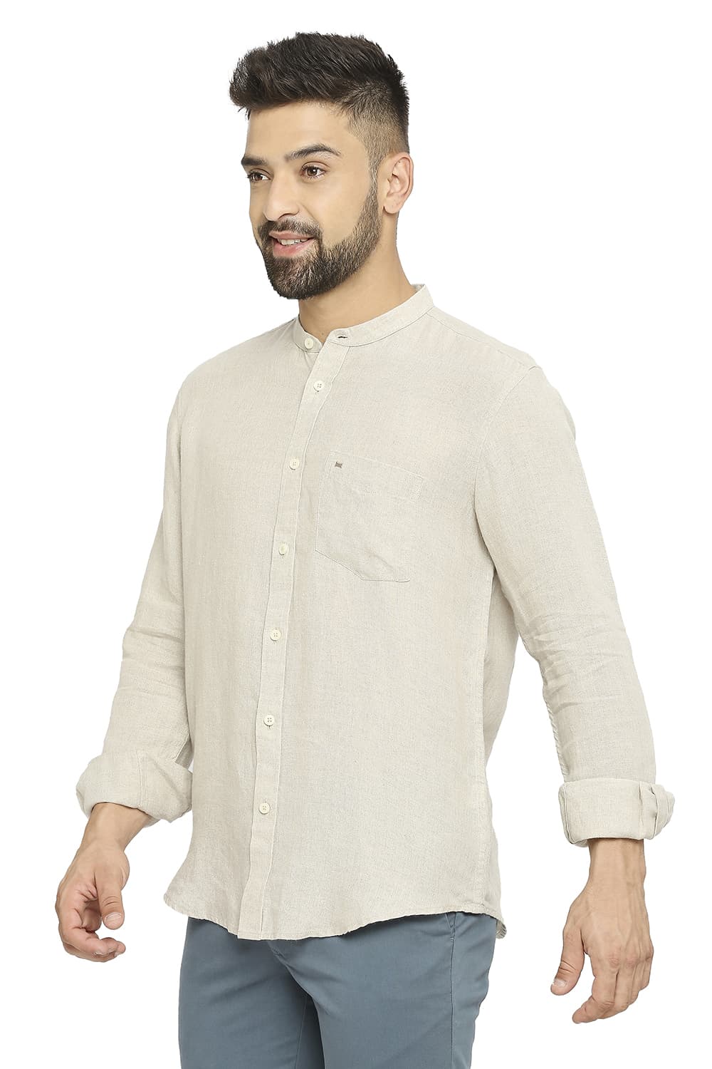 BASICS SLIM FIT LINEN SHIRT