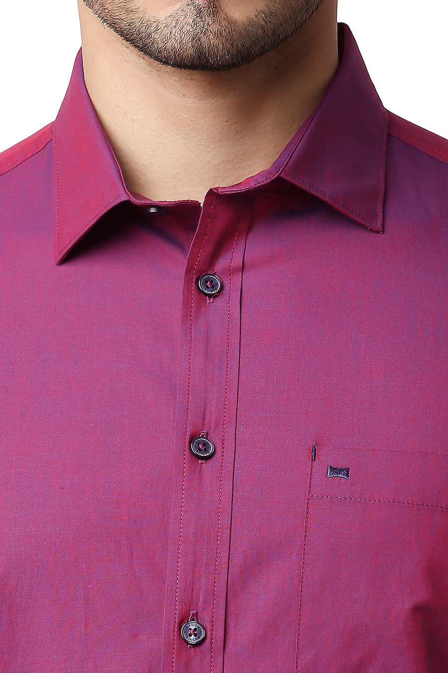 BASICS SLIM FIT PARADISE PINK COTTON CHAMBRAY SHIRT