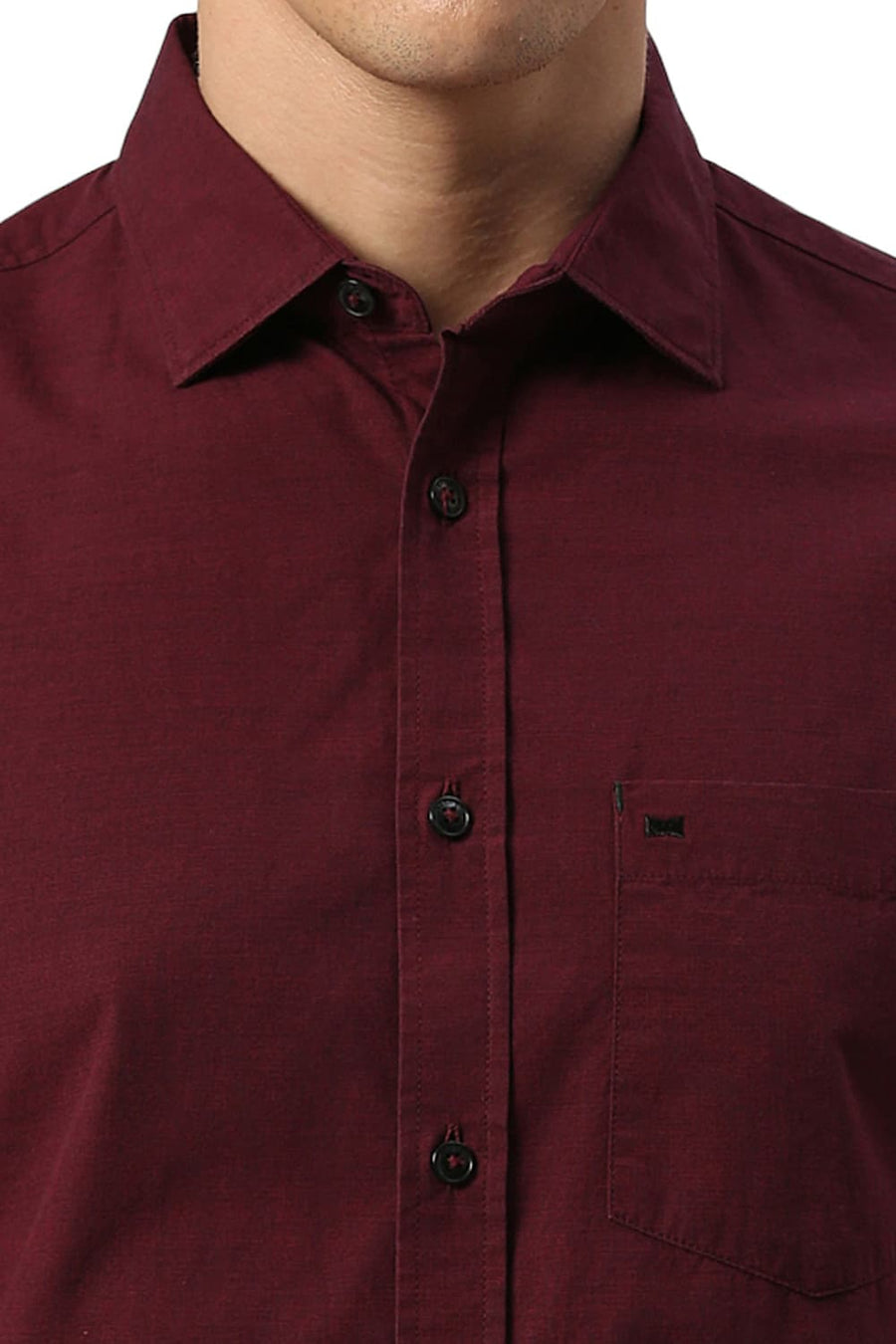 BASICS SLIM FIT PORT MAROON COTTON FIL A FIL HALFSLEEVES SHIRT