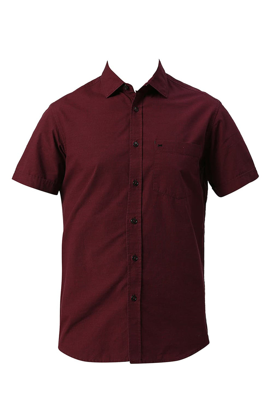 BASICS SLIM FIT PORT MAROON COTTON FIL A FIL HALFSLEEVES SHIRT
