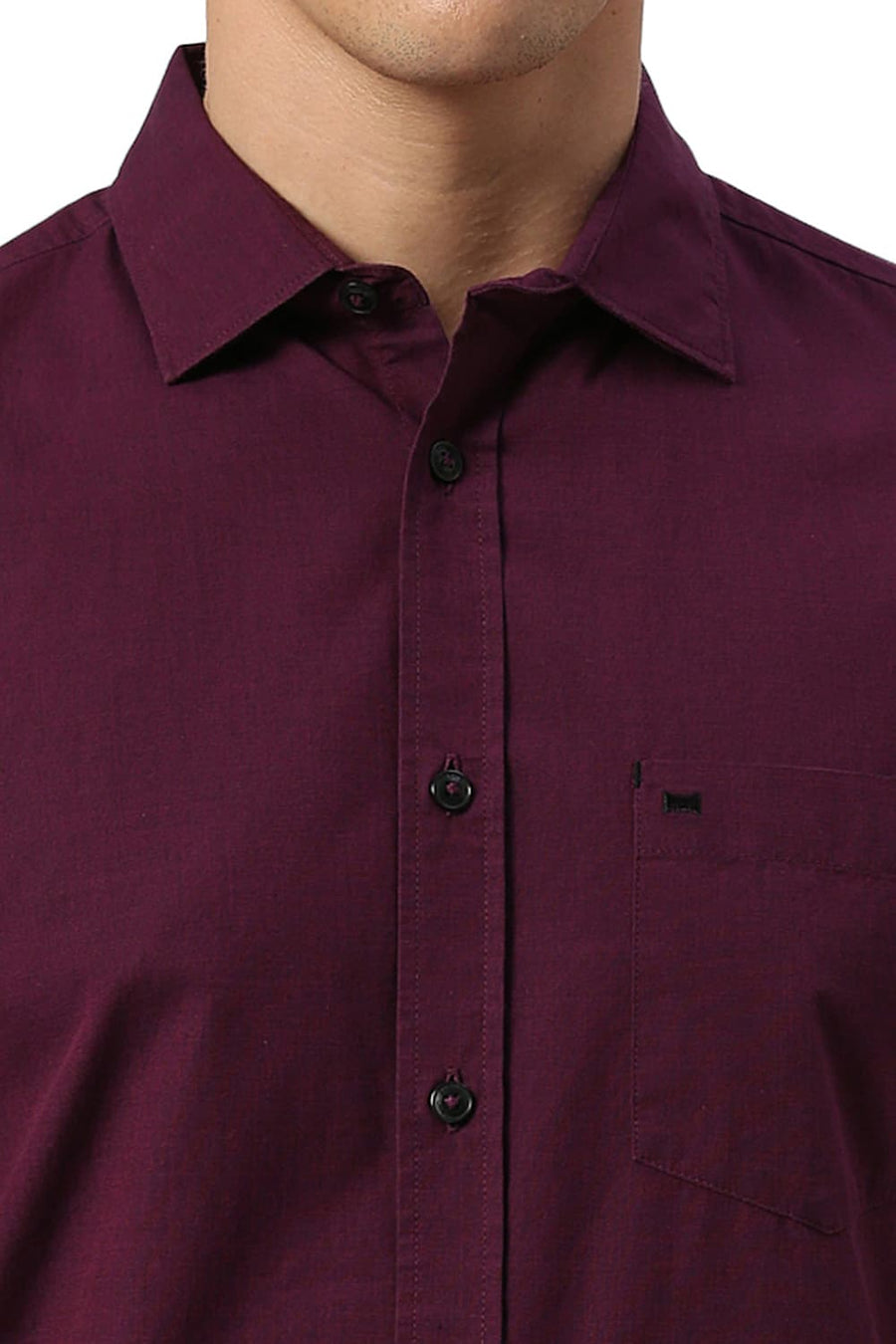 BASICS SLIM FIT MYSTICAL PURPLE COTTON FIL A FIL HALFSLEEVES SHIRT