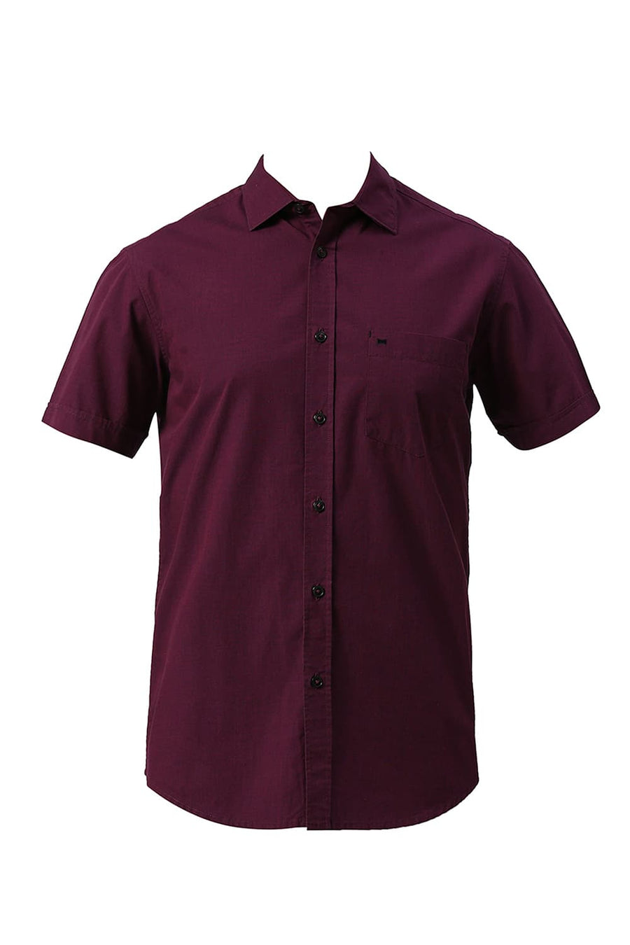 BASICS SLIM FIT MYSTICAL PURPLE COTTON FIL A FIL HALFSLEEVES SHIRT