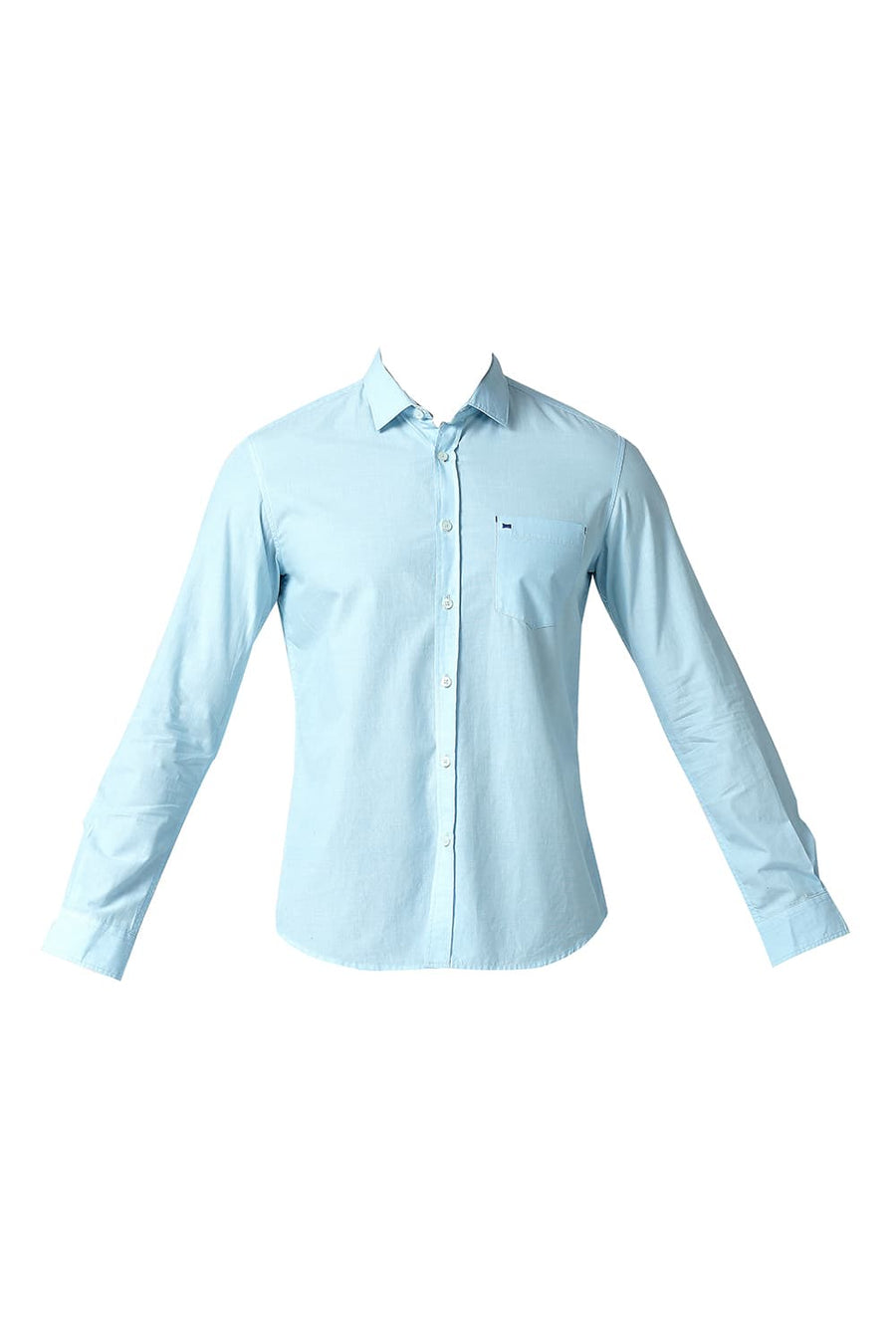 BASICS SLIM FIT ICED AQUA COTTON FIL A FIL SHIRT