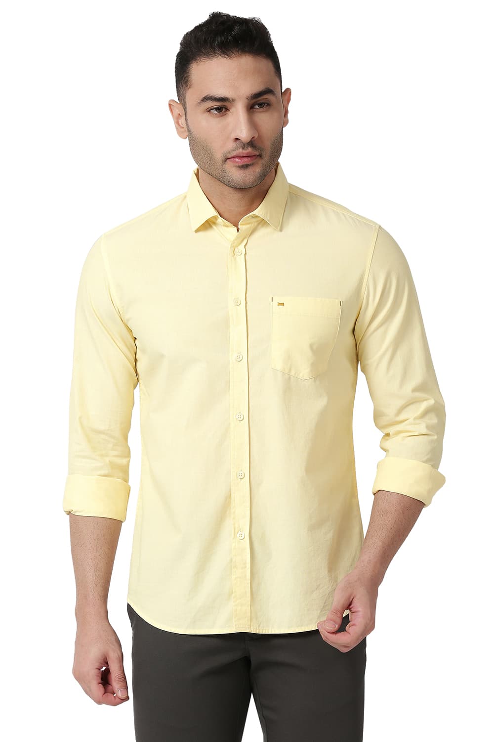 BASICS SLIM FIT COTTON FIL A FIL SHIRT