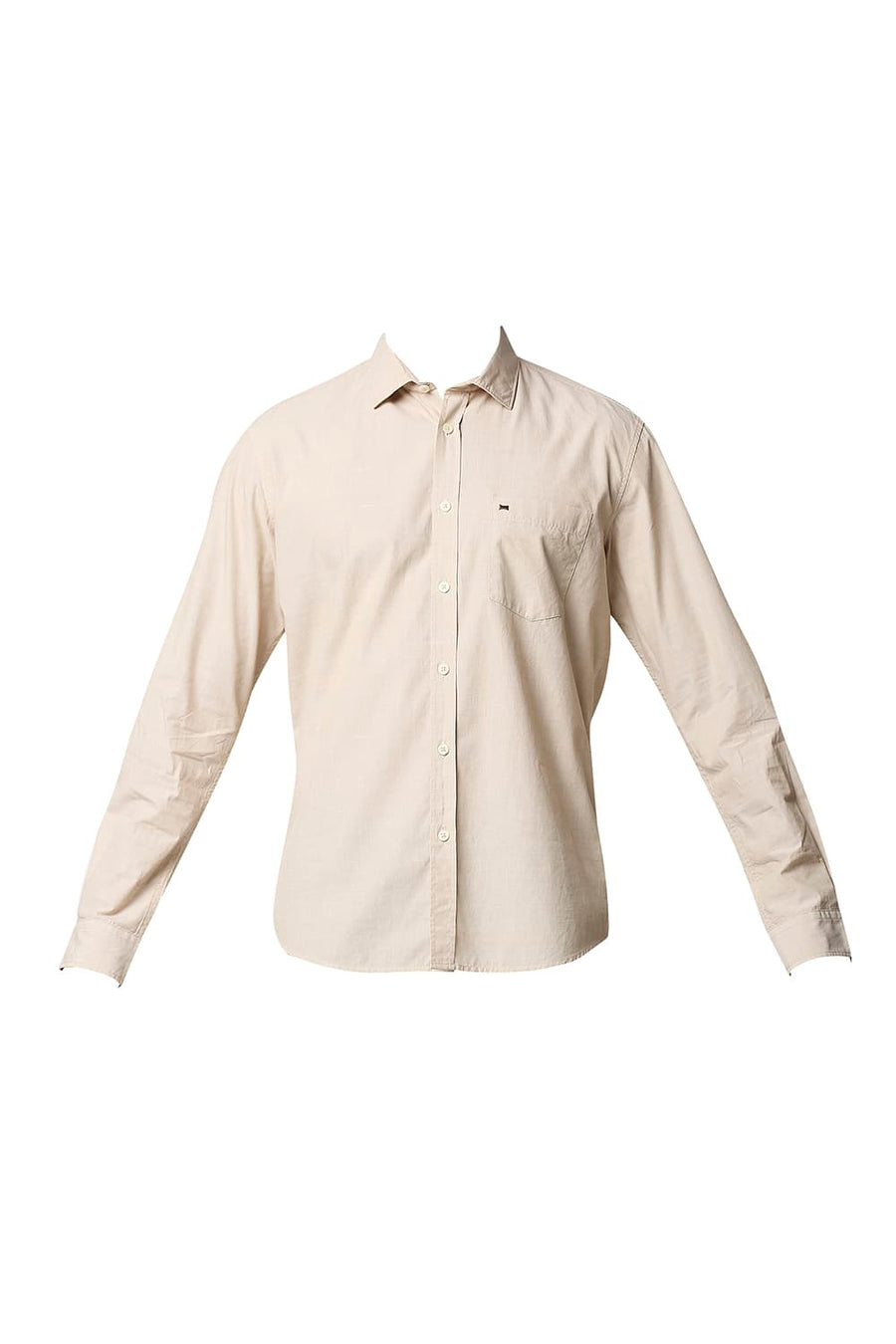BASICS SLIM FIT PRISTINE BEIGE COTTON FIL A FIL SHIRT