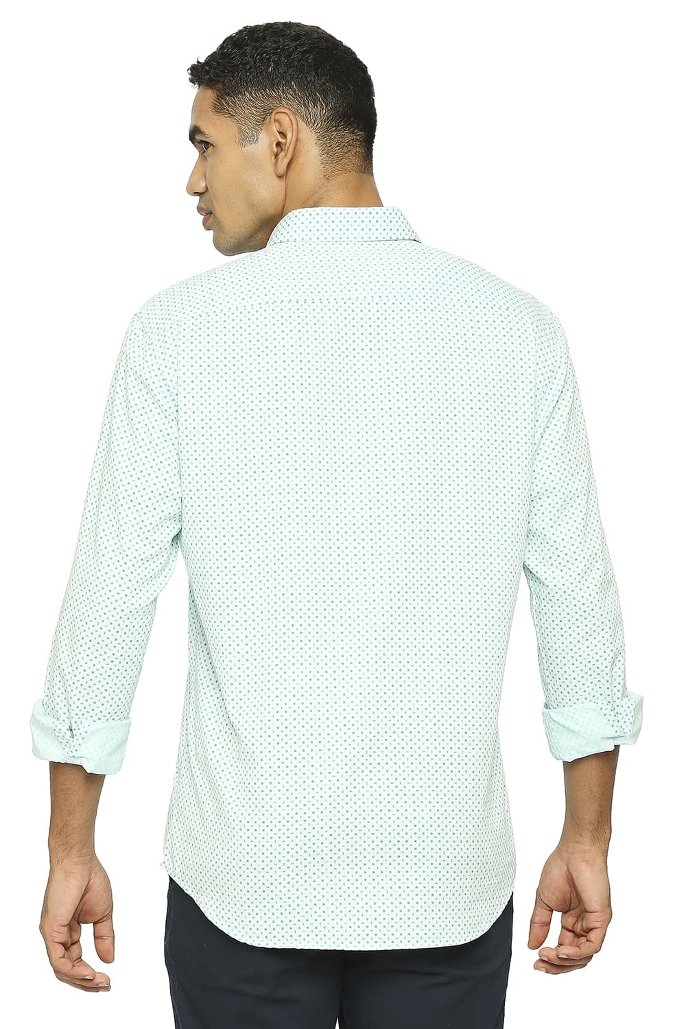 BASICS SLIM FIT COTTON TWILL PRINTED SHIRT