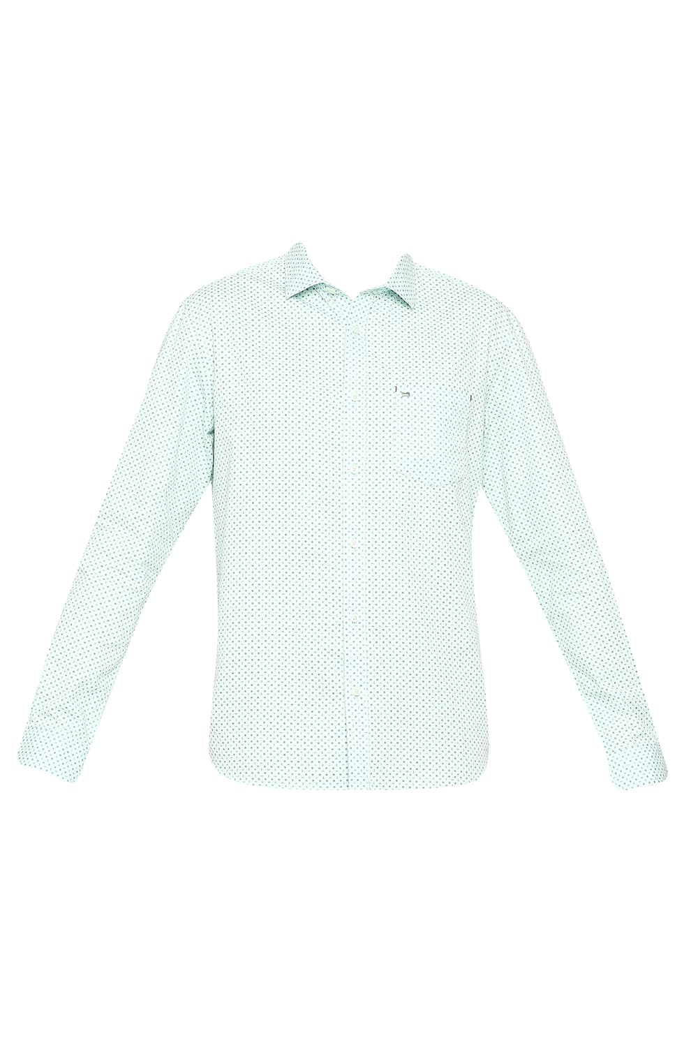 BASICS SLIM FIT COTTON TWILL PRINTED SHIRT